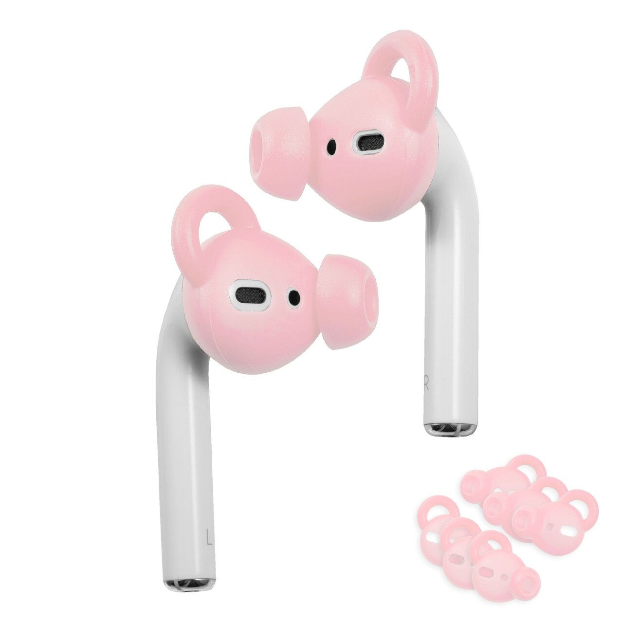 Insten 3 Pairs Ear Hooks Tips Compatible with AirPods 1 & 2 Earbuds, Anti-Lost EarHooks EarTips Accessories, Comfortable Soft Silicone Covers, with Storage Box (Not Fit in Charging Case) Pink